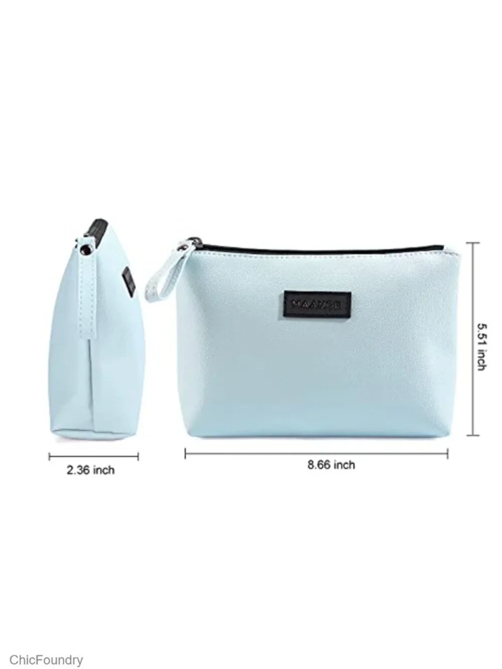 Waterproof PU Leather Makeup Bag with Handle, Small Cosmetic Pouch Travel